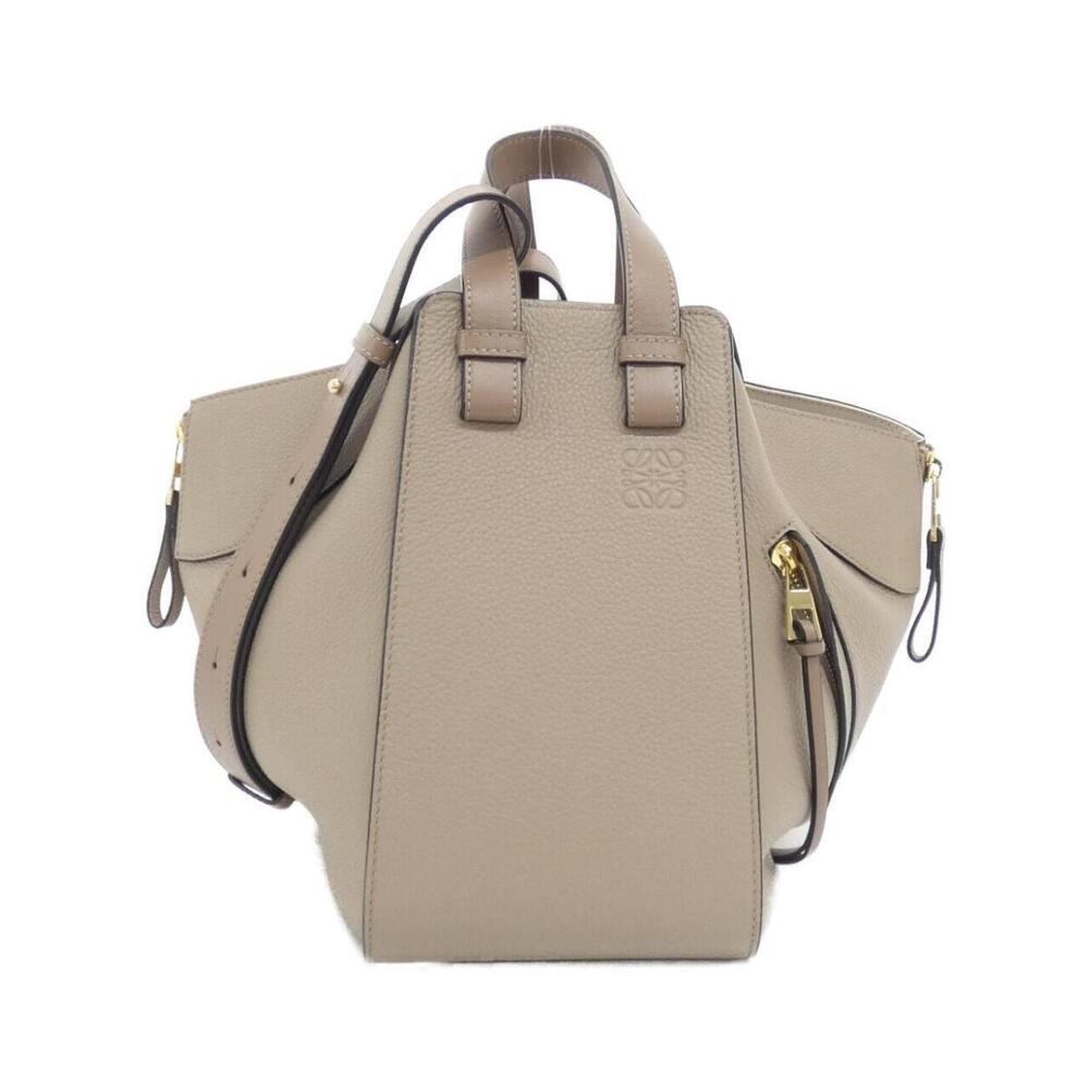 LOEWE Hammock Bag Sand Tan calfskin zippers embossed anagram Cream